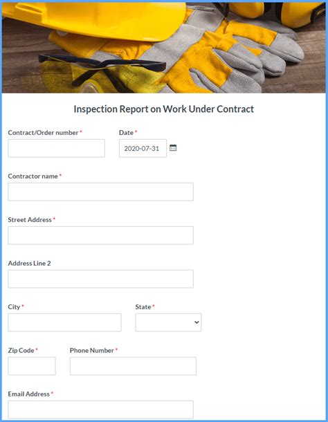 inspection report form template formsite