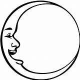 Moon Crescent Clipart Coloring Line Template Outline sketch template