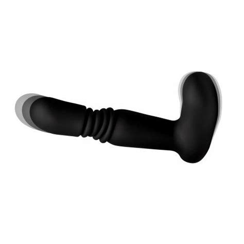 silicone thrusting anal plug with remote control black on