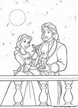 Coloring Beast Beauty Belle Pages Disney Prince Balcony Printable E517 Color Print Book Princess Info sketch template