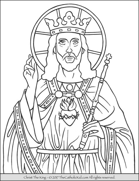 christ  king coloring page thecatholickidcom