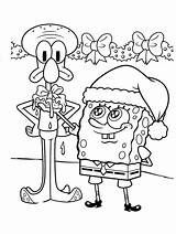Coloring Spongebob Pages Christmas Printable Colouring Color Kids Cartoon Squidward Funny Cute Dog sketch template