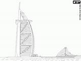 Dubai Coloring Burj Arab Al Pages Buildings Drawings Famous Printable Hotel Emirates Drawing United Artificial Island Building Travel Designlooter Choose sketch template