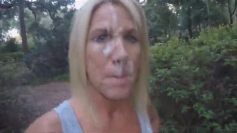 out for a walk with a face full of cum