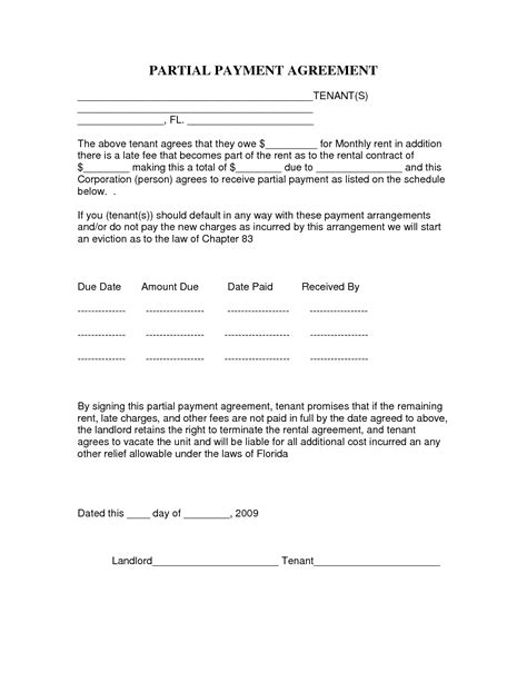 late rent payment agreement  printable documents