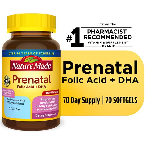 nature  prenatal  folic acid dha softgels prenatal vitamin  mineral supplement