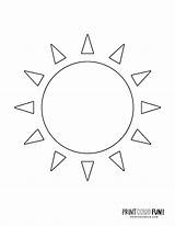 Sun Coloring Pages Fun Printable Color Shapes Print Shape Stylized Abstract sketch template