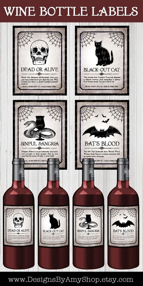 halloween  liter shocktails bottle labels printable halloween wine