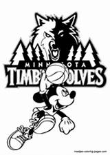 Timberwolves Minnesota Coloring Pages Mickey Mouse Nba sketch template