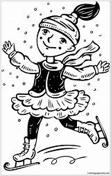 Skating Ice Coloring Pages Girl Winter Drawing Printable Girls Kids Skate Skates Color Template Illustrations Snoopy Family Clip Children Mouse sketch template