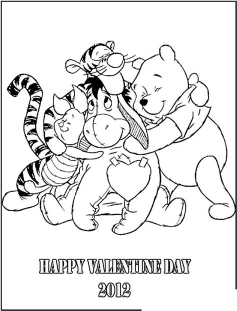 winnie  pooh valentines coloring pages