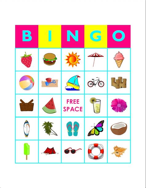 printable summer themed picture bingo cards prints   etsy