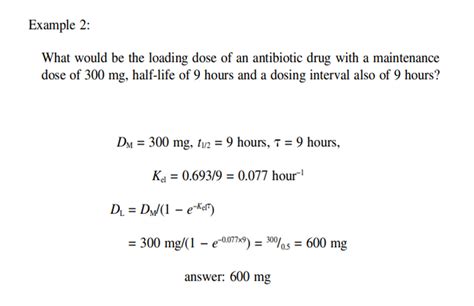 loading dose  maintenance dose calculation formula