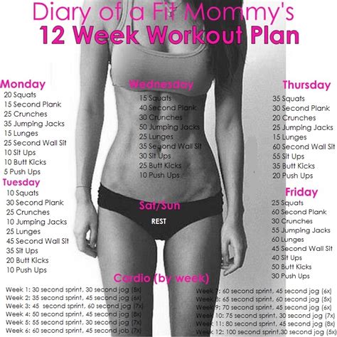 week  gym home workout plan diary   fit mommy