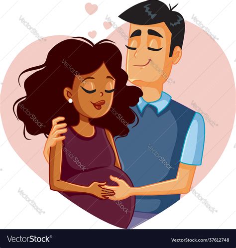 interracial couple expecting a ba royalty free vector image