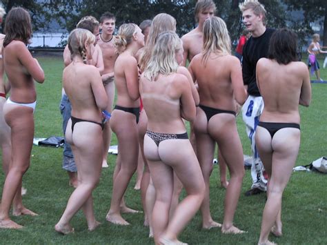 european teens topless and wearing thongs playing games nude amateur girls