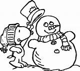 Snoopy Peanuts Woodstock Snowman Bestcoloringpagesforkids Clipartmag Rocks Coloringfolder sketch template