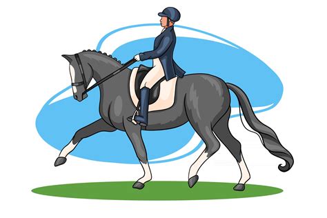 equitation femme equitation cheval dressage dans dessin anime style  telecharger