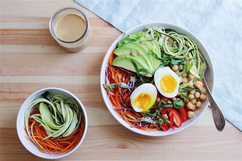 zucchini noodle bowl peanut sauce gluten free plant based