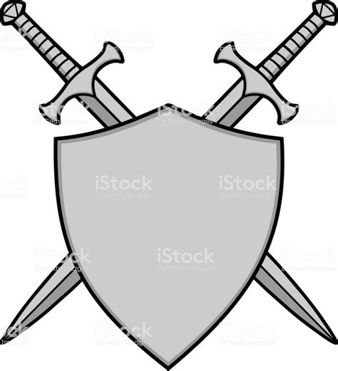 vector illustration  crossed swords  shield espadas tatuaje de tridente espada romana