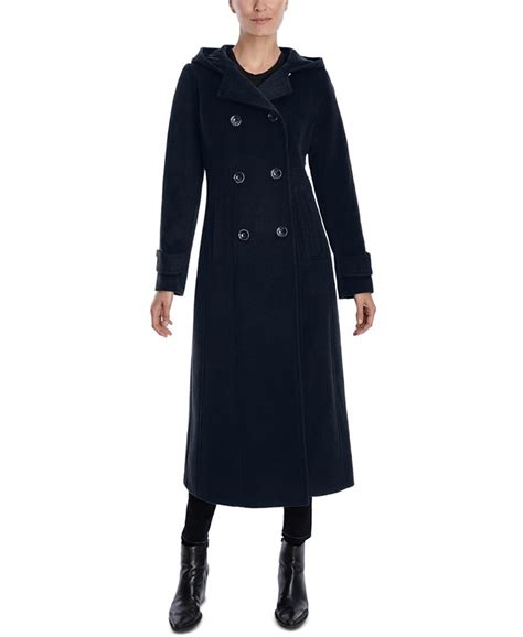 Anne Klein Women S Double Breasted Hooded Maxi Coat And Reviews Coats