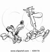 Dog Chasing Outline Runner Cartoon Clipart Royalty Toonaday Illustration Rf Clip Ron Leishman Chase sketch template