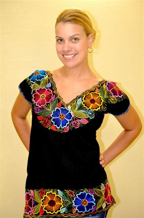 Mexican Embroidered Blouse Huipil Tunic From By Vtgantiques 54 99