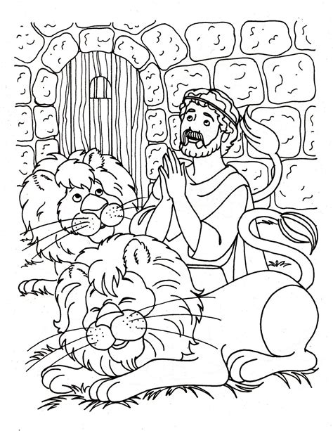 coloring page daniel   lions den daniel   lions family