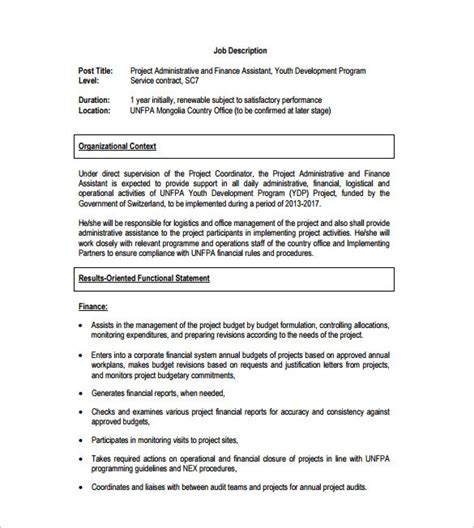 Financial Assistant Job Description Template 9 Free