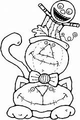 Halloween Coloring Pages Kids Fun Pumpkin Scarecrow Cat Sitting Printable Teens Sheets Hative Holidays Color Source These Addition Check sketch template