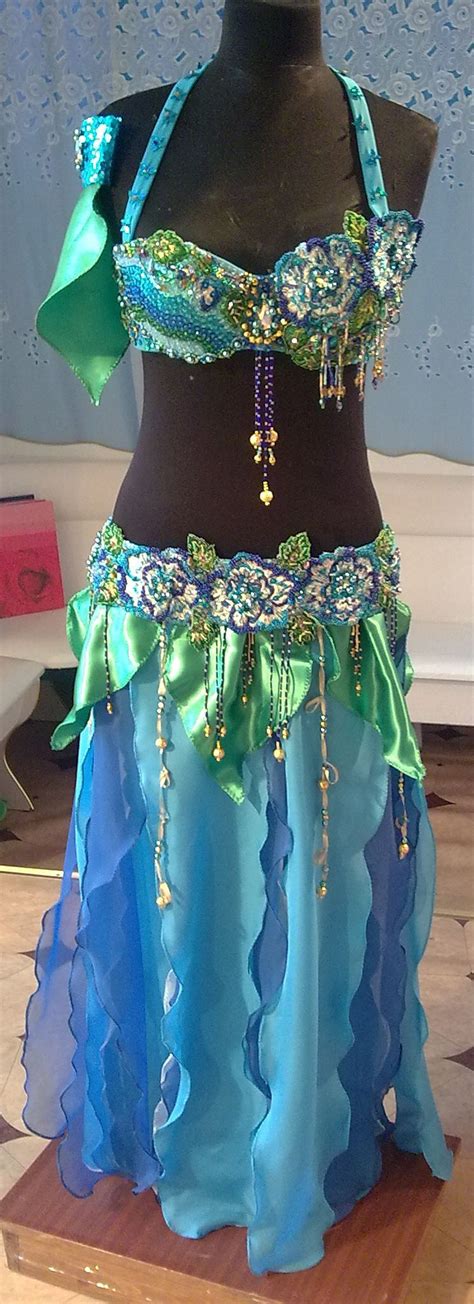 belly dance costume blue roses bellydancingcostumes