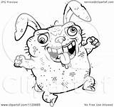 Rabbit Ugly Cartoon Jumping Outlined Clipart Coloring Cory Thoman Vector 2021 sketch template