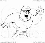 Robber Pointing Cartoon Male Clipart Outlined Coloring Vector Thoman Cory Royalty sketch template