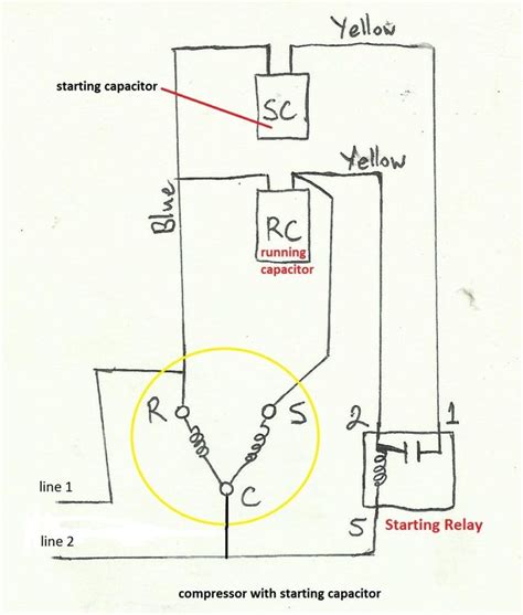 start capacitor wiring diagram  starting electrical wiring diagram compressor ac wiring