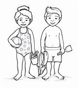 Coloring Body Pages Parts Kids Outline Human Child Suit Drawing Bathing Anime Preschoolers Female Boy Bikini Swimming Swimsuit Clipart Template sketch template