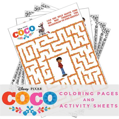 coco coloring pages  activity sheets fun printables  disney