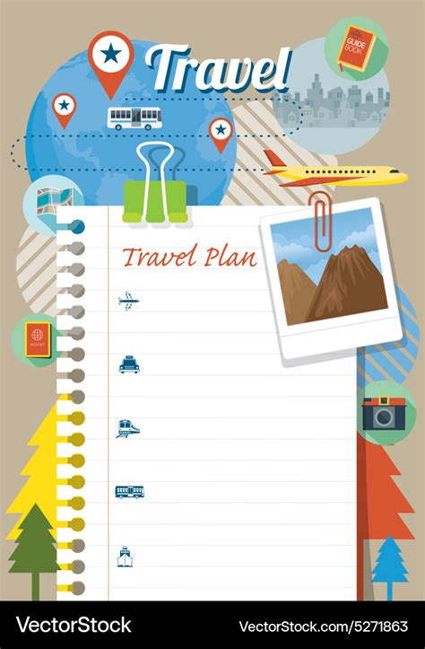 blank paper traveling plan  background vector image
