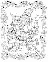 Coloring Christmas Pages Santa Elves Brett Jan Vintage His Adults Book Colouring Detailed Books Kids Children Winter Sheets Janbrett Adult sketch template