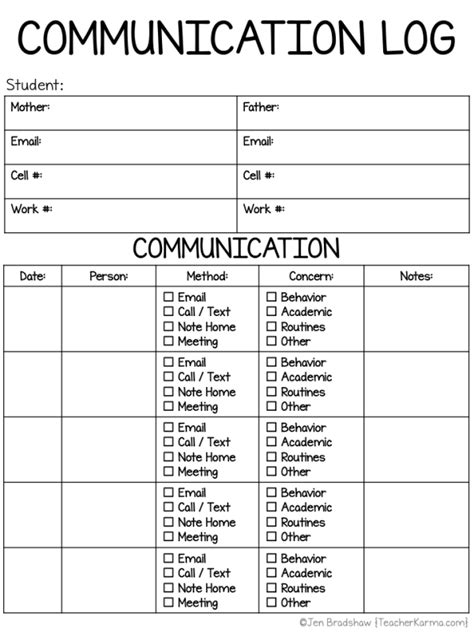 printable parent communication forms printable forms