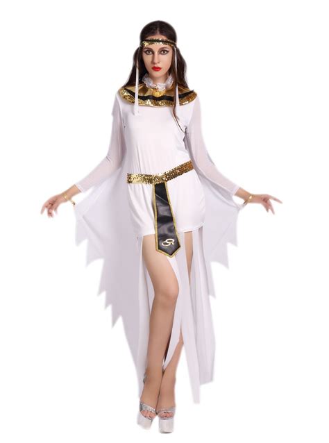 White Sexy Greek Goddess Costume Women High Split Egyptian