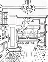 Coloring Bathroom Victorian Pages House Adult Colouring Clean Modern Kids Drawing Sheet Houses Book Printable Sheets Room Interior Color Homes sketch template