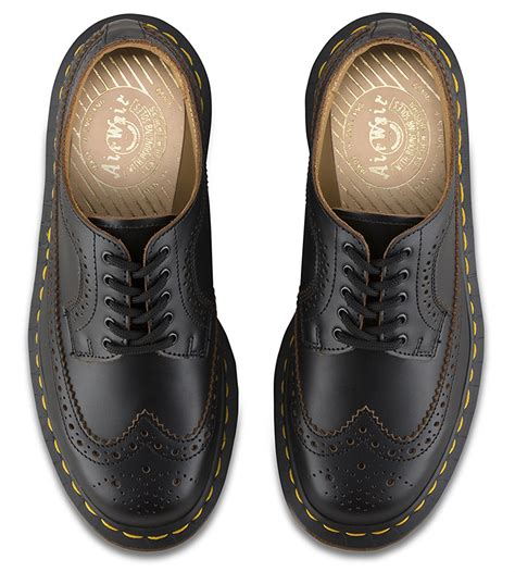 dr martens mens   england  black quilon leather brogue shoes ebay