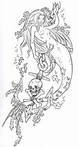 Mermaids Siren Anchor sketch template