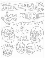 Loteria Coloring Pages Libre Embroidery Template Lucha Patterns Luchador Mask sketch template
