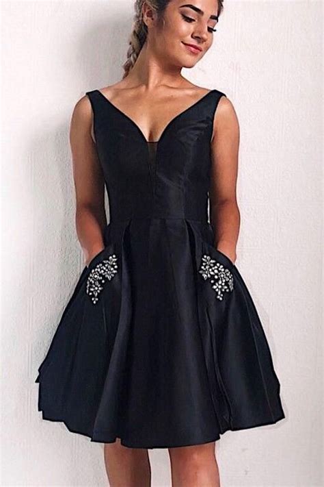 gorgeous    neck black short homecoming dresses  pearls   homecoming dresses