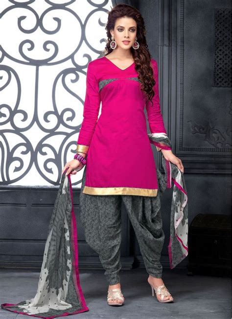 hot pink print cotton designer patiala salwar kameez 21160 indian