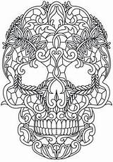 Coloring Pages Skull Mandala Mandalas Colouring Mort Skulls Adult Para Drawing Calaveras Color Printable Dibujos Muertos Embroidery Dia Lace Colorear sketch template