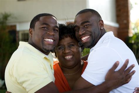 African American Mother And Her Adult Sons Stock Image Image Of