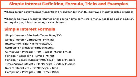simple interest definition formula tricks  examples easy maths