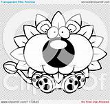 Dandelion Mascot Lion Sitting Flower Happy Outlined Coloring Clipart Vector Cartoon Illustration Thoman Cory Regarding Notes Quick sketch template